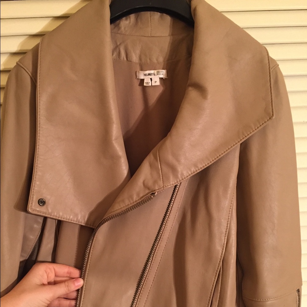 Helmut Lang leather jacket, double-zipper, petite